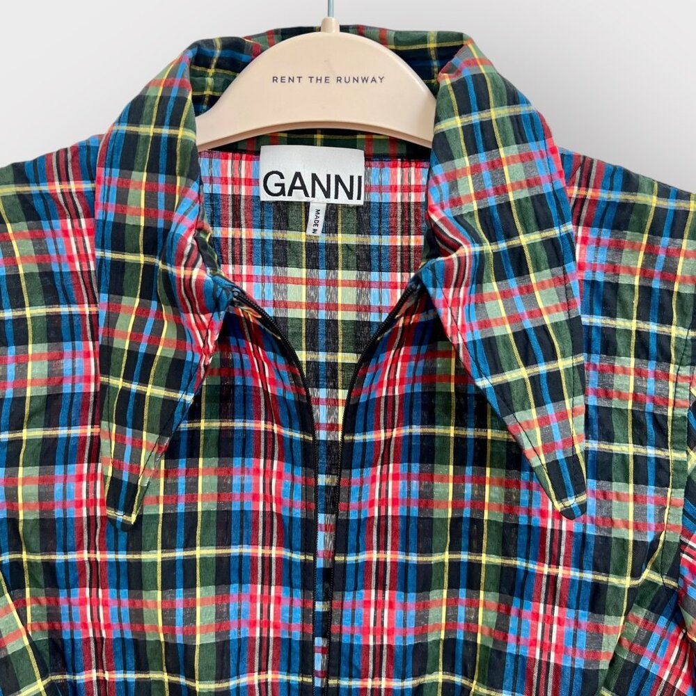 GANNI Plaid Print Mini Dress